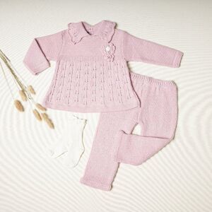 Baby Girl Knit Outfit, Camelia Flower Baby Girl Clothing Set, Organic Baby Cloth